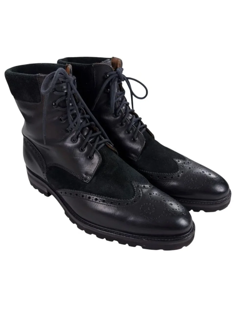 Saks Fifth Avenue Bradford Wingtip Boots Mens 12 M Black Leather Made In ITALY